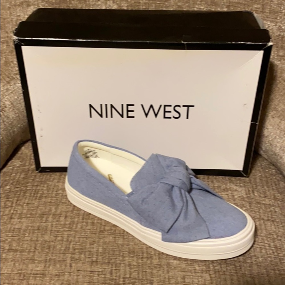 Nine West Bow Front Denim Slip On NEW